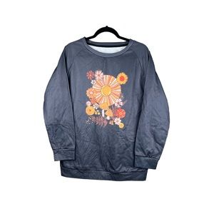 Vintage Moon Mushroom‎ Graphic Sweatshirts Crewneck Pullover Gray Size XXL NWOT